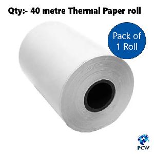 PCW Plain White 78mm x 40metre Thermal Paper Roll  - (Pack of 1)
