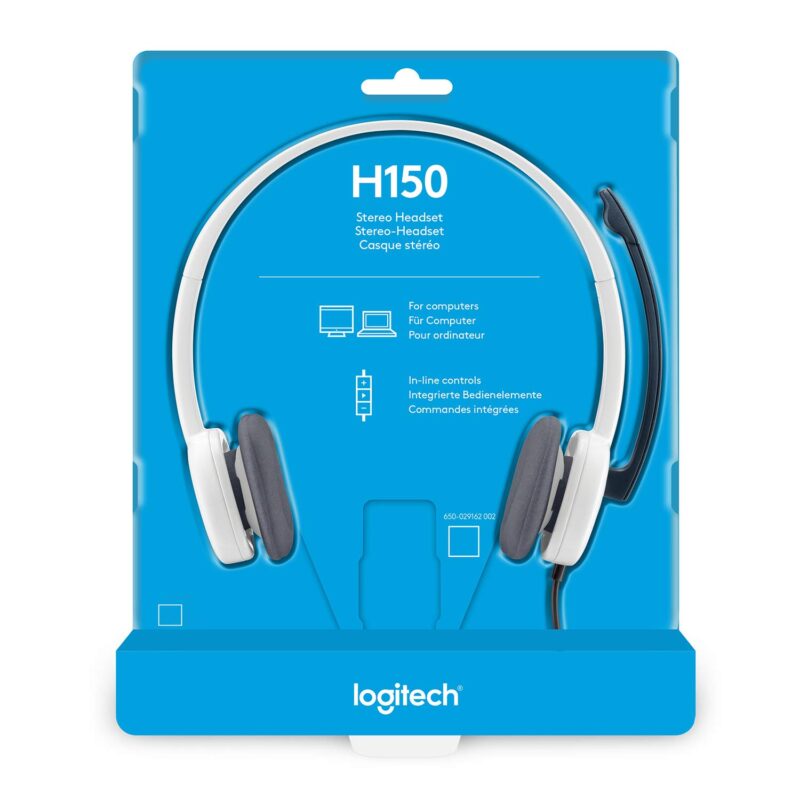 Logitech H150 Wired On Ear Headphones with Mic (White)