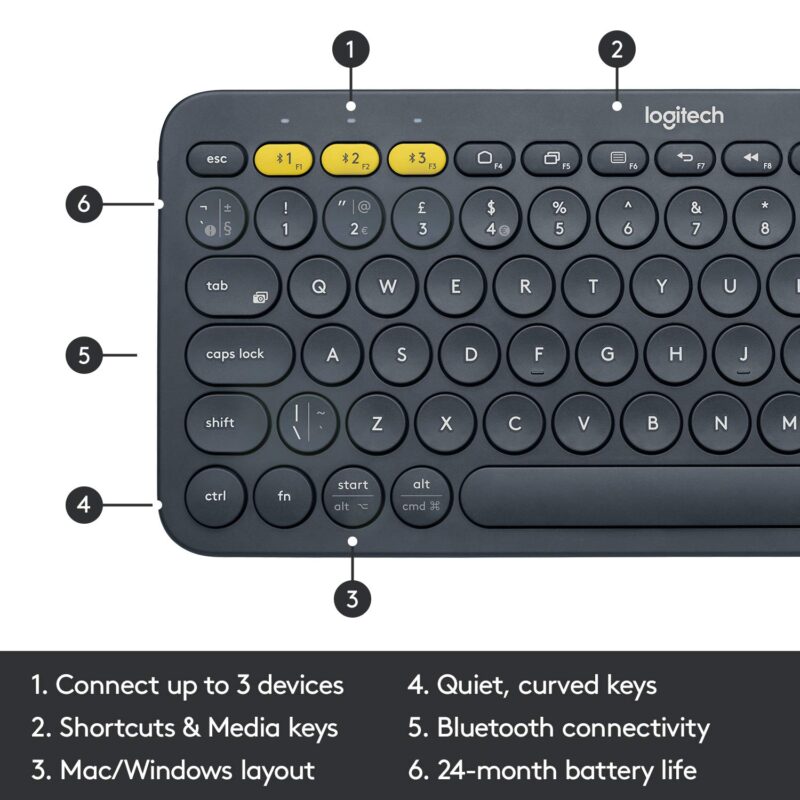 Logitech K380 Multi-Device Bluetooth Keyboard (Graphite)