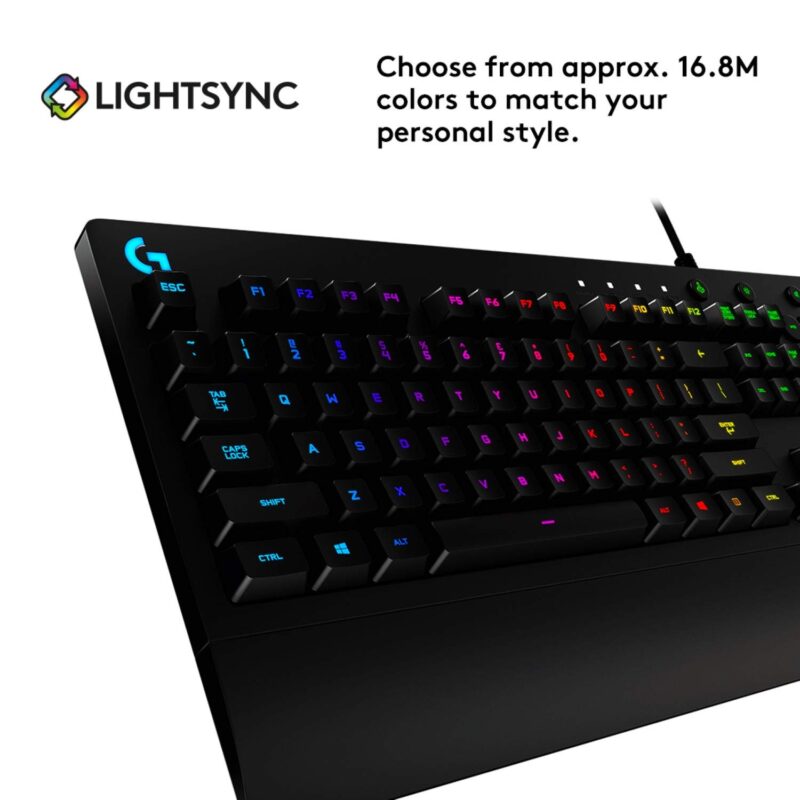 Logitech G213 Gaming Keyboard with Dedicated Media Controls, 16.8 Million Lighting Colors