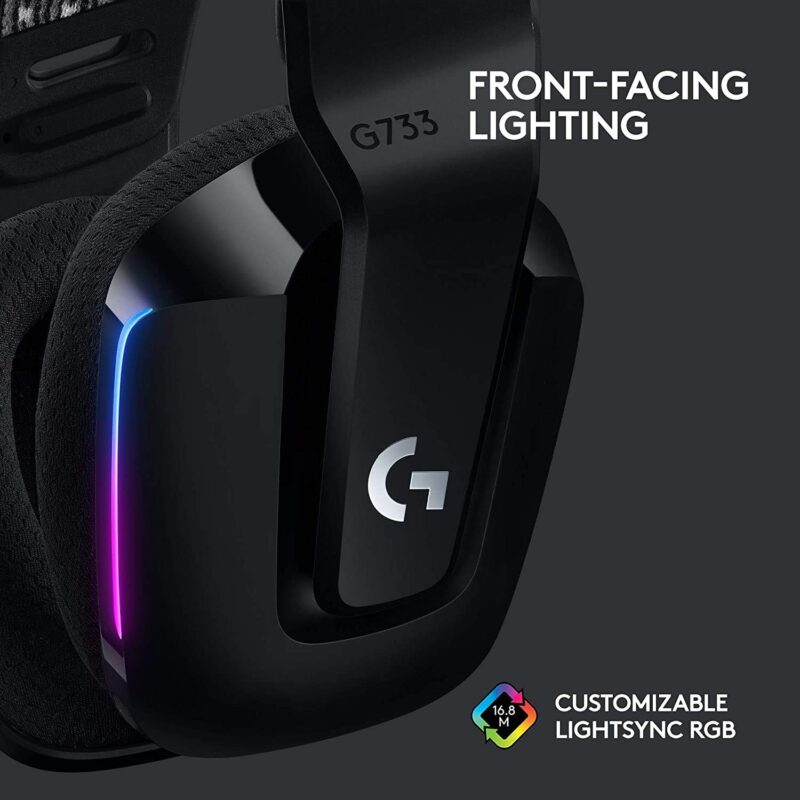 Logitech G733 Lightspeed Wireless Gaming Headset with Suspension Headband, LIGHTSYNC RGB,
