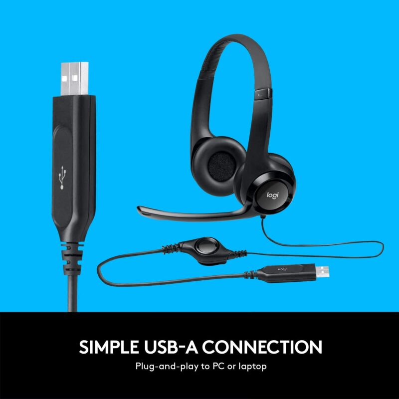 Logitech H390 USB Computer Headset with Enchanced Digital Audio and Inline Controls (Black