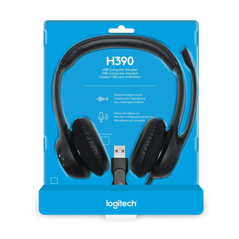 Logitech H390 USB Computer Headset with Enchanced Digital Audio and Inline Controls (Black